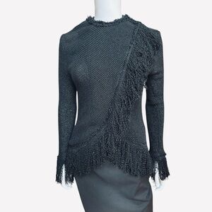 Zara Studio Black Shimmer Fringe Cardigan, NWOT, S
